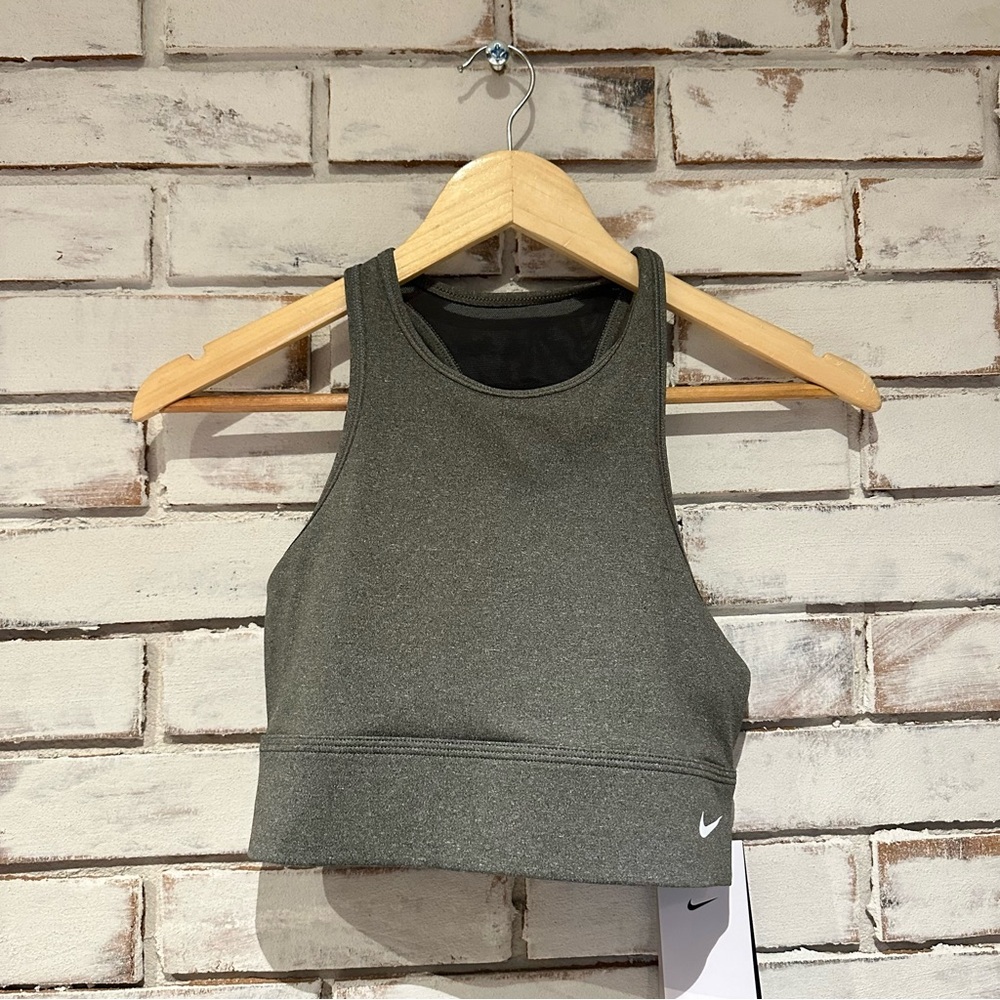 Nike everything bra racerback heather gray size medium NEW